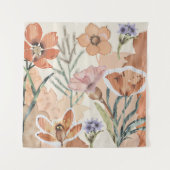 Terracotta-Wildblume Rustic Boho Wall Hängend Wandteppich (Vorderseite)