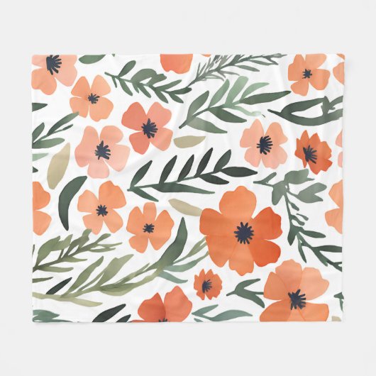 Terracotta-Wildblume Rustic Boho Wire for Spring Fleecedecke (Vorderseite (Horizontal))