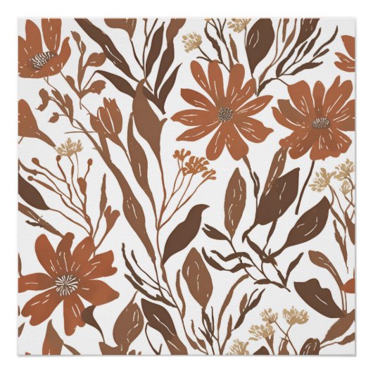 Terracotta Wildblume Rustikal Boho Poster (Vorderseite)