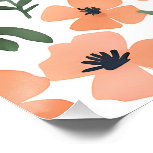 Terracotta Wildblume Rustikal Boho Poster (Ecke)