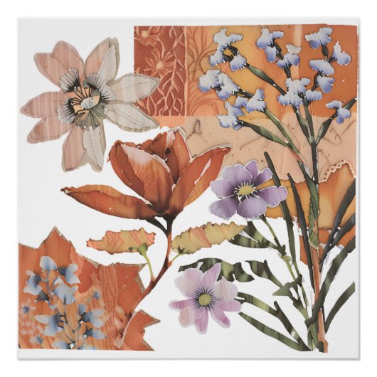 Terracotta Wildblume Rustikal Boho Poster (Vorderseite)