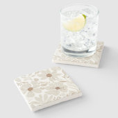 Terracotta Wildblume Rustikale Frühlingszeit Wohng Steinuntersetzer (Seitenansicht)