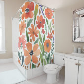 Terracotta Wildblume Rustikales Boho Badezimmer De Duschvorhang (Beispiel)