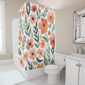 Terracotta Wildblume Rustikales Boho Badezimmer De Duschvorhang (Beispiel)
