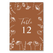 Terracotta Wildblume Sketch Gerahmt bearbeitbar Tischnummer (Vorderseite)