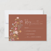 Terracotta Wildblume Wedding RSVP Card (Vorderseite)