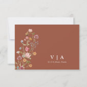 Terracotta Wildblume Wedding RSVP Card Karte (Rückseite)