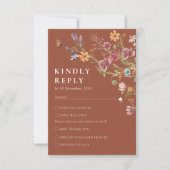 Terracotta Wildblume Wedding RSVP Card Karte (Vorderseite)