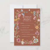 Terracotta Wildblume Wedding RSVP Card Karte (Vorderseite)