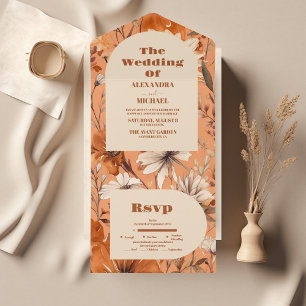 Terracotta Wildblumen Hochzeit All In One Einladung