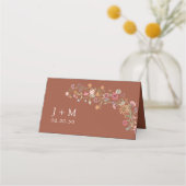 Terracotta-Wildblumen Hochzeitsgefaltete Platzkart Platzkarte (Rückseite)