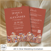 Terracotta-Wildblumen in einem QR-Code Einladung