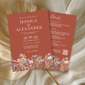 Terracotta-Wildblumen in einem QR-Code Einladung