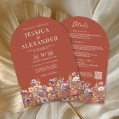 Terracotta-Wildblumen in einem QR-Code Einladung