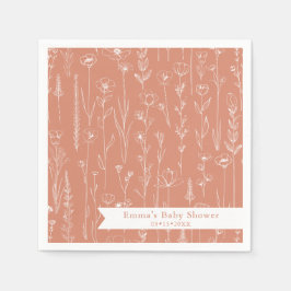 Terracotta Wildflower Baby Shower | Floral Pattern Serviette