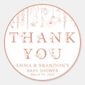 Terracotta Wildflower Baby Shower Thank You Runder Aufkleber (Vorderseite)