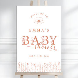 Terracotta Wildflower Baby Shower Welcome Sign