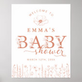 Terracotta Wildflower Baby Shower Welcome Sign Poster (Vorne)
