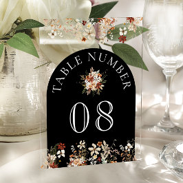 Terracotta Wildflower Black Acrylic Table Number Acryleinladungen