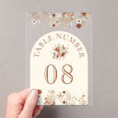 Terracotta Wildflower Cream Acrylic Table Number Acryleinladungen (Insitu (Handheld))