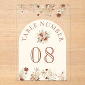 Terracotta Wildflower Cream Acrylic Table Number Acryleinladungen (Vorderseite)