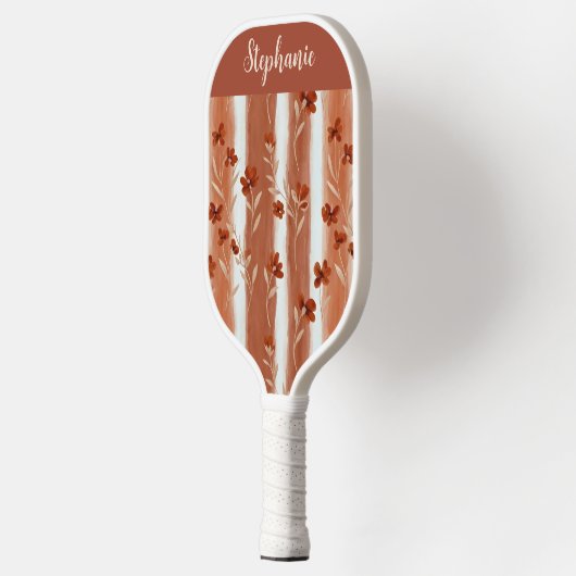 Terracotta Wildflower Mongram Name Boho Pattern Pickleball Schläger (Links)