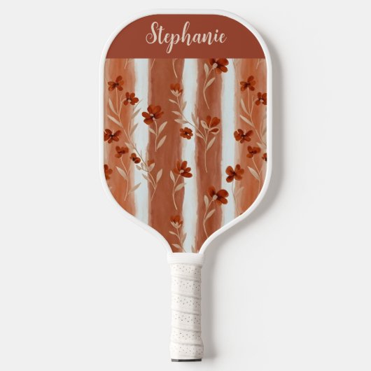 Terracotta Wildflower Mongram Name Boho Pattern Pickleball Schläger (Vorderseite)