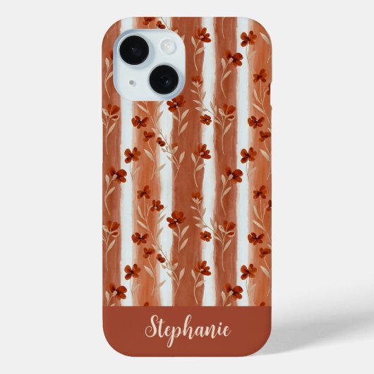 Terracotta Wildflower Monogram Boho Case-Mate iPhone Hülle (Rückseite)