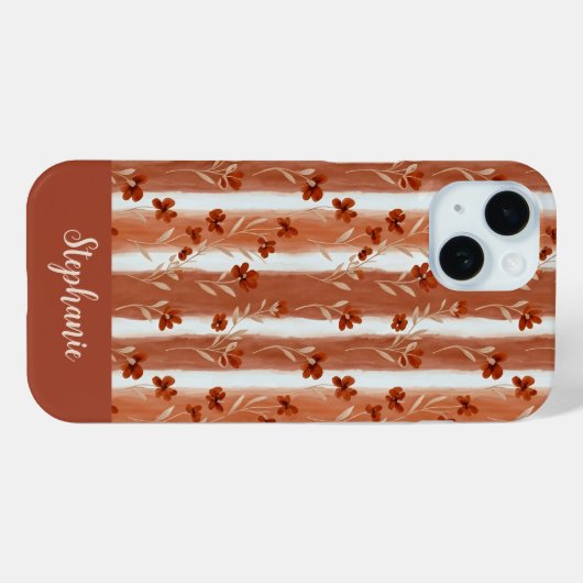 Terracotta Wildflower Monogram Boho Case-Mate iPhone Hülle (Rückseite (Horizontal))