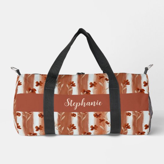 Terracotta Wildflower Monogram Boho Duffle Bag (Vorderseite)