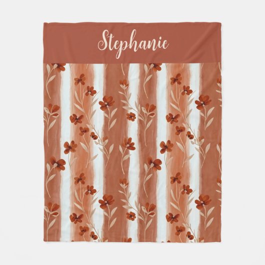 Terracotta Wildflower Monogram  Fleecedecke (Vorderseite)