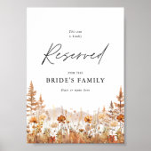 Terracotta Wildflower Mountain Reserved Seat Sign Poster (Vorne)