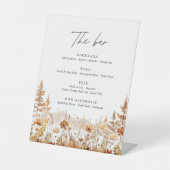 Terracotta Wildflower Mountain Wedding Bar Menu Sockelschild (Vorderseite)
