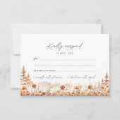 Terracotta Wildflower Mountain Wedding RSVP Karte (Vorderseite)