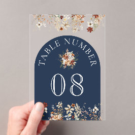 Terracotta Wildflower Navy Acrylic Table Number Acryleinladungen