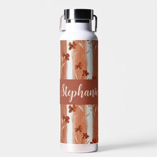 Terracotta Wildflower Personalized Name Boho  Trinkflasche (Vorne)