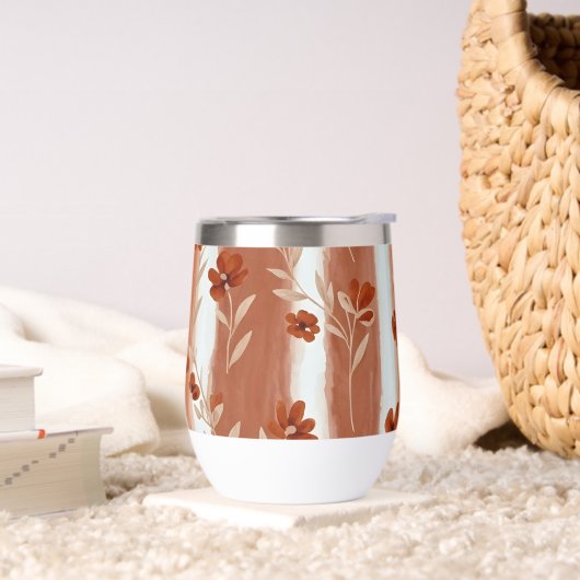 Terracotta Wildflower Stripe Wine Tumbler (Wohnzimmer)