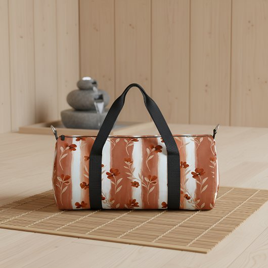 Terracotta Wildflower Stripe Yoga Mat Duffle Bag