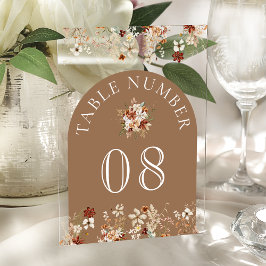 Terracotta Wildflower Tan Acrylic Table Number Acryleinladungen