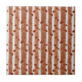 Terracotta Wildflower Vertical Stripe Boho Pattern Fliese (Vorderseite)