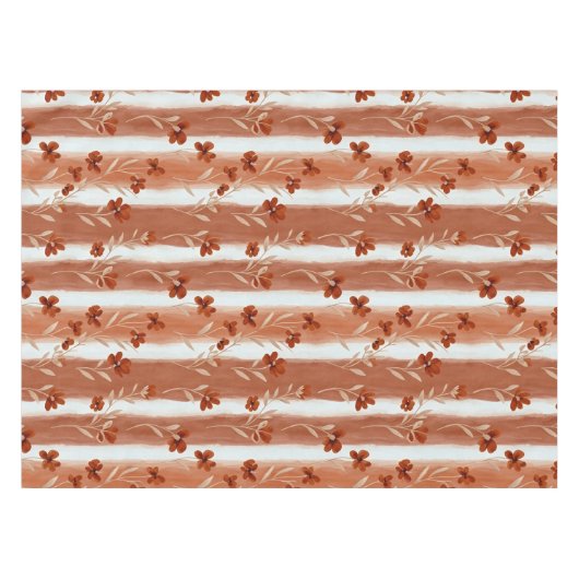 Terracotta Wildflower Vertical Stripe Boho Pattern Tischdecke (Vorderseite (Horizontal))