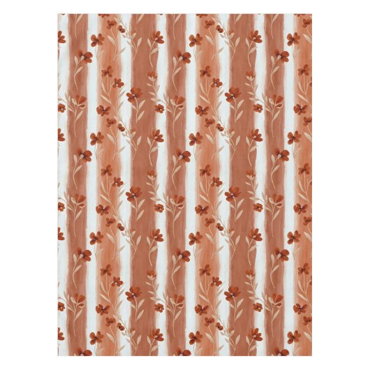 Terracotta Wildflower Vertical Stripe Boho Pattern Tischdecke (Vorderseite)