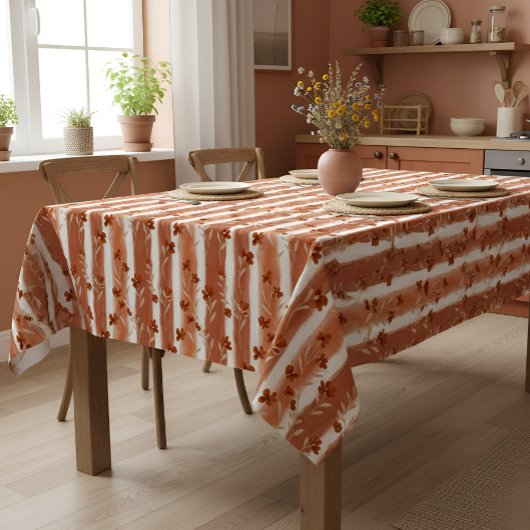 Terracotta Wildflower Vertical Stripe Boho Pattern Tischdecke