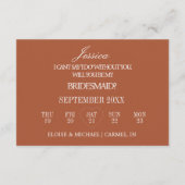 Terracotta Will You Be My Bridesmaid Proposal Card Einladung (Rückseite)