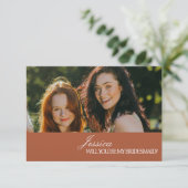 Terracotta Will You Be My Bridesmaid Proposal Card Einladung (Stehend Vorderseite)