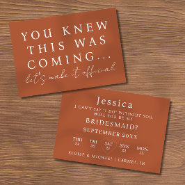 Terracotta Will You Be My Bridesmaid Proposal Card Einladung