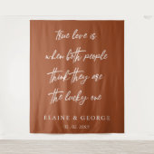 Terracotta Wine Love: Hochzeit und Foto im Hinterg Wandteppich (Vorderseite)