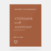 Terracotta with Heart Modern Wedding Acrylschild (Vorderseite)