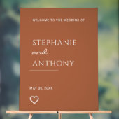 Terracotta with Heart Modern Wedding Acrylschild (Neutral)