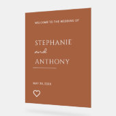 Terracotta with Heart Modern Wedding Acrylschild (Winkel)